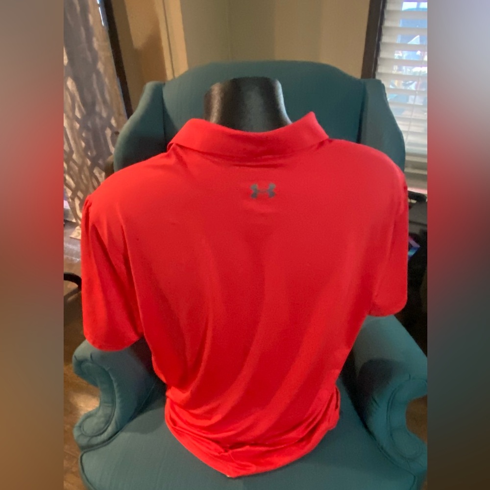 Men’s Under Armour Red Performance Polo Shirt Size 2XL Used Ex Condition - Picture 2 of 3
